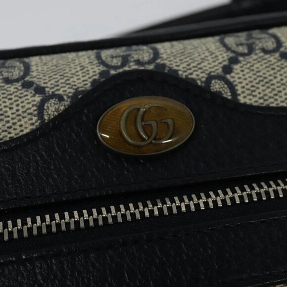 GUCCI GG Supreme Sherry Line Shoulder Bag PVC Navy Red Auth 135549 - Picture 10 of 16